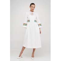 Сукня лляна довга  біла вишиванка Сусанна Сукня лляна довга  біла вишиванка Сусанна