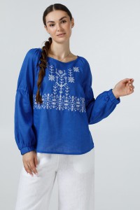 Blue women's embroidered shirt Zarina