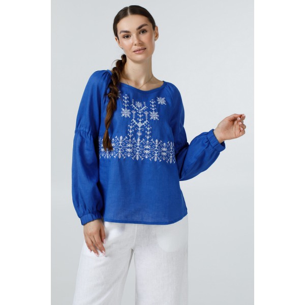 Синяя вышиванка женская Зарина, 42