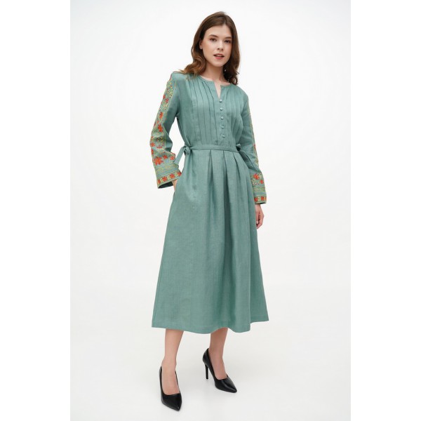 Women's dress with embroidery on the sleeves, Vlasta