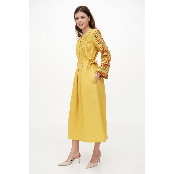 Women's dress with embroidery on the sleeves, Vlasta