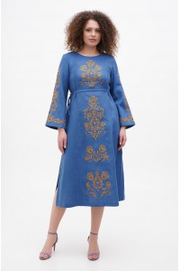 Long blue linen dress Desna