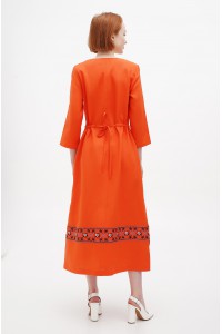 Dress linen long orange Mlada