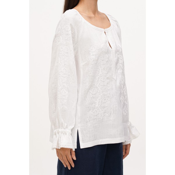 White women's embroidered shirt, white Teresa.