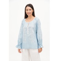 Blue embroidered women's shirt Teresa