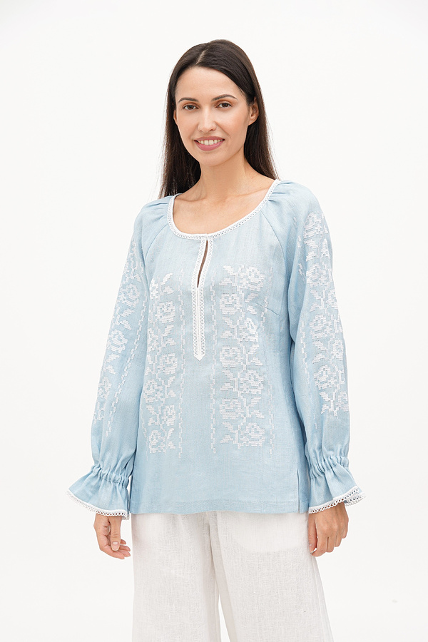 Blue embroidered women's shirt Teresa
