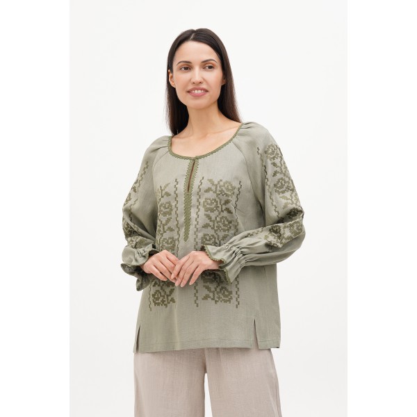 Women's embroidered shirt khaki Teresa