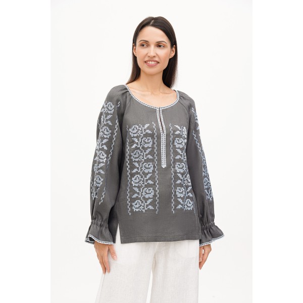 Women's gray embroidered shirt Teresa