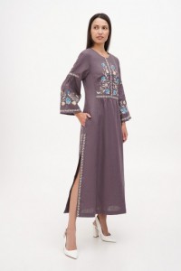 Cheremshina brown embroidered dress