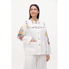 White linen jacket with Vyshyvanka embroidery