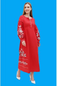 Long red linen dress Bogdana