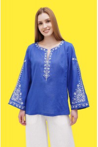 Blue embroidered women's shirt Odarka