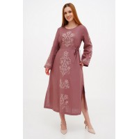 Green long linen dress Desna