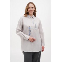 Лляна вишиванка жіноча Домра світло-сіра 