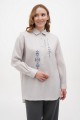 Linen women's embroidered shirt Domra light gray