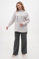 Linen women's embroidered shirt Domra light gray