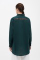 Linen women's embroidered shirt Domra dark green