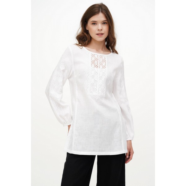 Women's embroidered shirt, white lace Goira