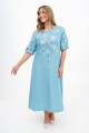 Ivanna blue linen embroidered women's dress