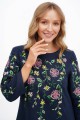 Ivanna blue linen embroidered women's dress