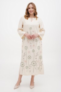 Linen long dress light brown Jacqueline