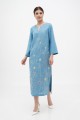 Long blue linen dress Jacqueline