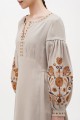 Long beige embroidered dress with brown embroidery by Bohdana – festive beauty with embroidery