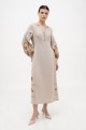 Long beige embroidered dress with brown embroidery by Bohdana – festive beauty with embroidery