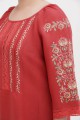 Verba. Women's dress embroidered from terracotta linen