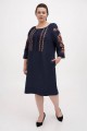 Verba. blue linen embroidered women's dress