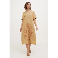 Long Amethyst dress made of light brown linen