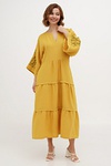 Linen embroidered dress "Boryslava" yellow, 46