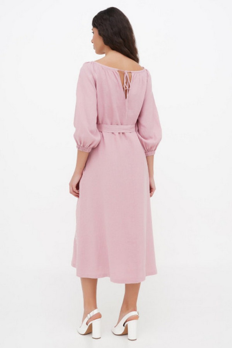 Dress made of pink linen with Krajana embroidery - style and comfort!