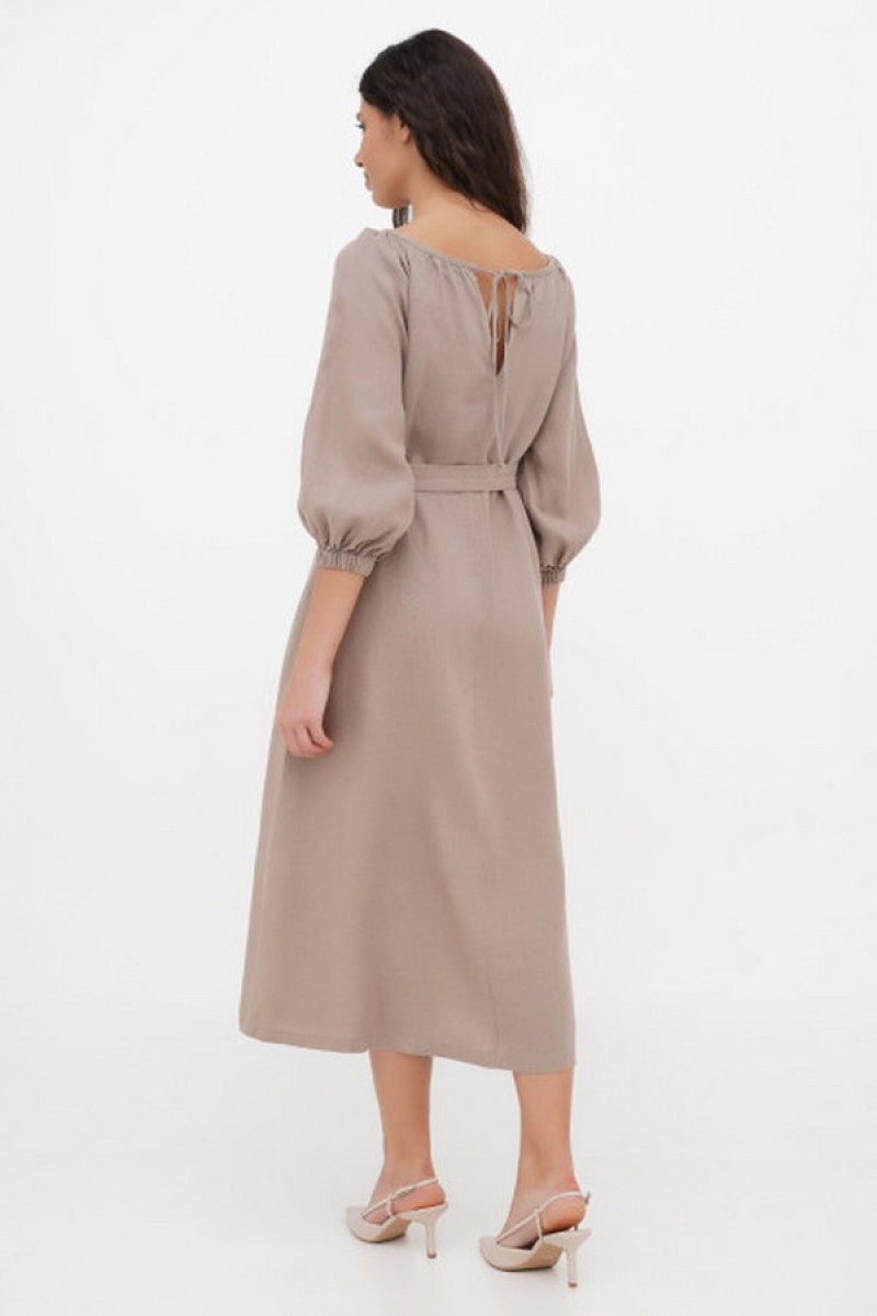 Dress made of brown linen with Krajana embroidery - style and comfort!