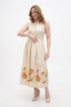 Dress made of beige linen with "Kvita" embroidery - sleeveless style with a fitted waist.