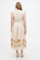 Dress made of beige linen with "Kvita" embroidery - sleeveless style with a fitted waist.