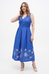 Blue linen dress with Kvit embroidery