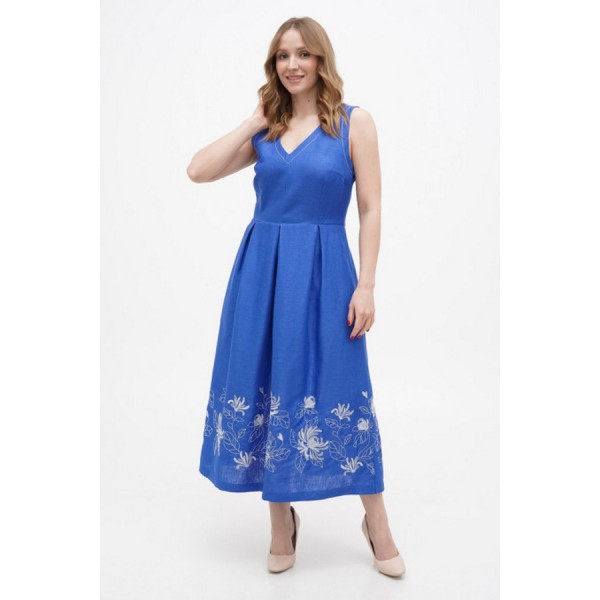 Blue linen dress with Kvit embroidery