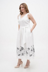 White linen dress with embroidery by Kvitа