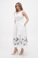 Dress made of white linen with "Kvita" embroidery - sleeveless style with a fitted waist.