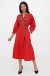 Red linen dress with Morika embroidery