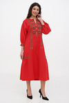 Red linen dress with Morika embroidery