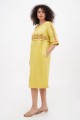 Linen dress in plus sizes, yellow with embroidery Myrosia – elegance and comfort!