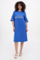 Linen dress in plus sizes, blue with embroidery Myrosia – elegance and comfort!