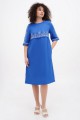 Linen dress in plus sizes, blue with embroidery Myrosia – elegance and comfort!