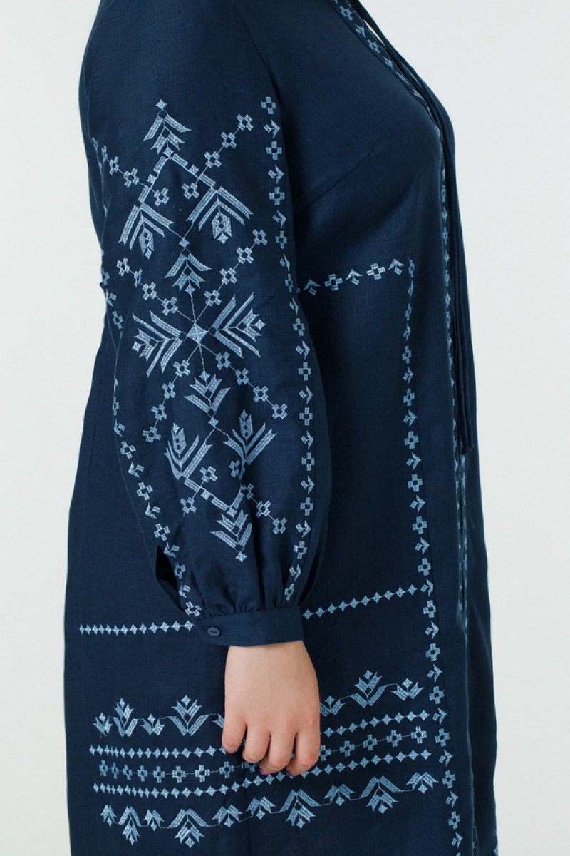 Women's blue dress with embroidery Kralia