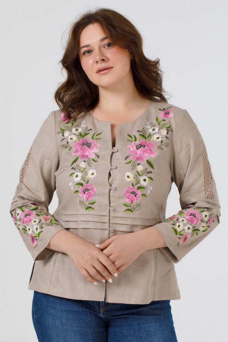Embroidered women's shirt in large sizes Teklia