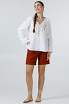 Women's embroidered linen white stork Vyrlana