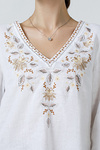 Women's embroidered linen white stork Vyrlana