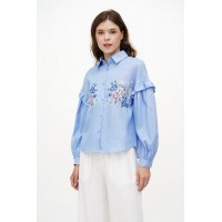 Blue women's embroidered shirt Istra made of fine linen
